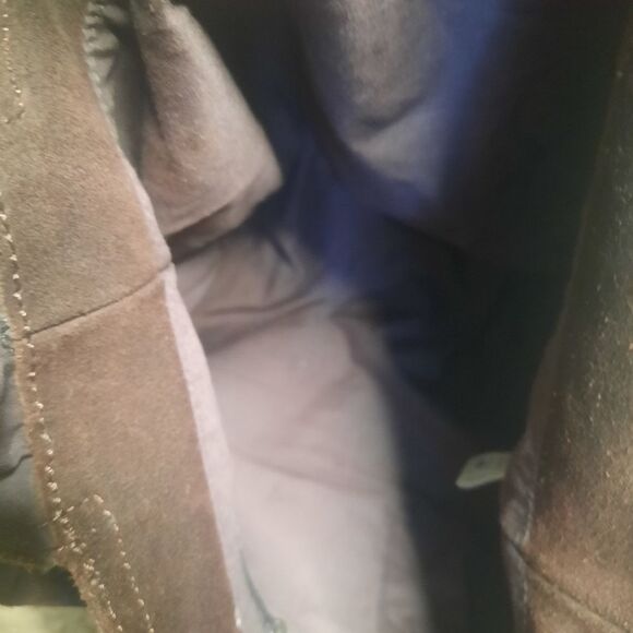 Old Navy Boho Y2K Vintage Brown Suede Genuine Leather Tote Bag - Picture 4 of 7